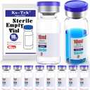 Ks-Tek Sterile Empty Vials with Self Healing Injection Port,with Flip Off Aluminum Cap,Sterile Package (10ml,10)