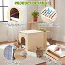 2 in 1 Extra Large 23 x 13.4 Inches Wooden Rabbit Litter Box with Hay Feeder Large Capacity Less Mess Rabbit Hay Feeder Litter Box Set for Rabbits, Bunny, Guinea Pig, Hamster, Small Animals