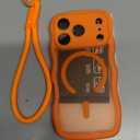 3 in 1 Magnetic for iPhone 17 Pro Case, 1X Screen Protector+1X Wrist Strap, Cute Wavy[Full Camera Protection] [Fit for MagSafe], Trendy Matte Women Girly Case for iPhone 17 Pro 6.3", Cosmic Orange