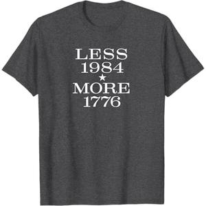 Less 1984 More 1776 Free Speech First Amendment Conservative T-Shirt, Dark Heather Grey,  Size XL