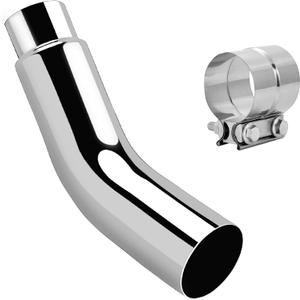 4 to 6 Inch Diesel Exhaust Tip Elbow with Clamp - Chrome Plated Or Black Coated Universal Exhaust Pipe Accessory for Trucks, Cars (Silver)