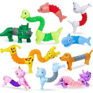 10PCS Animal Pop Tubes Fidget Toys, Sensory Stress Relief Toys for Autism, Goodie Bag Stuffers for Kids, Treasure Box Toys & Classroom Prizes, Party Favors for Kids 3-5