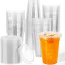 JOLLY CHEF 16 oz Plastic Cups with Lids, 500 Packs Crystal PET Clear Cups, Disposable Ice Coffee Cups with Lids For Coffee Milkshake Daily Use, Party, Wedding, Christmas