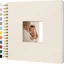 Scrapbook Photo Album Linen Cover, 10 x 10 Inch Hardcover Kraft White Pages Memory Book, for Travel Wedding Guest Book Christmas Baby Shower (20 Sheets/ 40 Pages,Beige)