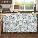 MUGINYU Cabinet Curtains 28" W x 51" L Sink Skirt for Bathroom, Blue Green Floral Hydrangea Short Curtains for Kitchen &Classroom, Vintage Farmhouse Closet Dishwasher Curtain with Velcro