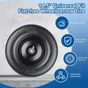 Wheelbarrow Tires 4.80.4.00-8 Flat Free, 14.5" Solid Tire and Wheel, Fit 4.80/4.00-8, 3.50/3.50-8, 4.00-6 Wheelbarrow Wheels, with 3" Centered Hub, 5/8" or 3/4" Bearings and Adapter Kit