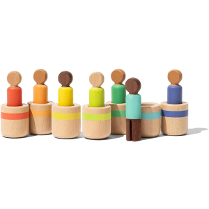 Lovevery Post & Play Peg People Baby Toy, 7 Wooden Peg Doll Practice Color Matching, Stacking, and Balancing, Ages 13 Months + Lovevery Post & Play Peg People Baby Toy, 7 Wooden Peg Doll Practice Color Matching, Stacking, and Balancing, Ages 13 Months +