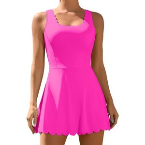 ATTRACO Women Tennis Dress with Shorts Workout Golf Skirts with Pockets Athletic Dresses (X-Small, Rose Red) ATTRACO Women Tennis Dress with Shorts Workout Golf Skirts with Pockets Athletic Dresses (X-Small, Rose Red)