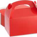 Juvale Red Gable Boxes - 6.2 x 3.5 x 3.6 In Pack of 24 - Sturdy 300 GSM Paper Carriers & Handles - Party Favors & Cardboard Treat Boxes