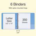 Cardinal 1.5 Inch 3 Ring Binders, 6 Pack, Assorted Colors, Holds 350 Sheets