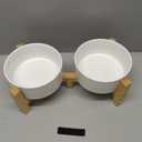 Elevated Ceramic Dog Bowl Set - Raised Dog Bowls with Non-Slip Bamboo Stand - Dog Food and Water Bowl Set - Double Dog Feeding Bowls - Suitable for Small and Medium Dogs - 28.74 OZ - 3.6 CUPS - 850 ML