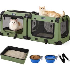 Petprsco Extra Large Cat Carrier for 2 Cats, Fits for Multi‑Cat Car Travel, 48"L x 17"W x 17"H