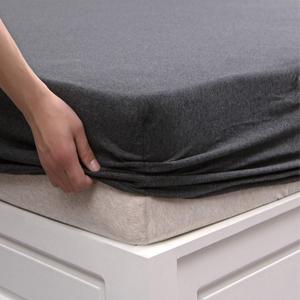 PURE ERA Jersey Knit Cotton Fitted Bottom Sheet ONLY (No Flat Sheet or Shams) Deep Pocket Up to 15" to 20" Ultra Soft Comfy Breathable Charcoal Grey Queen