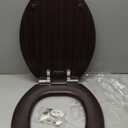 Elongated Toilet Seat Molded Wood Toilet Seat with Quietly Close and Quick Release Hinges, Easy to Install also Easy to Clean by Angol Shiold (Elongated, Dark Brown)