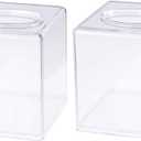 2Pcs Square Clear Acrylic Tissue Box Cover and Napkin Dispenser Holder Paper Tissue Dispenser for Bathroom Restaurants Hotel