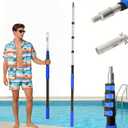 AgiiMan 4-16 FT Telescopic Pool Pole, Swimming Pool Pole with 4 Baffle Locks Durable Aluminum and Vacuum Ports Telescopic Extendable Poles Use with Cleaning Nets, Skimmers, Brushes and More