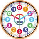 Kids Wall Clock for Bedroom, 10 Inch Round Multi-Colored Learning Clock, Children's Silent Analog Non-Ticking Educational Wall Clock for Boys and Girls Home Decor