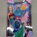 Yellow River Mermaid Princess Doll with Little Mermaid and Pink Dolphin Playset, Blonde Hair Mermaid Toys with Accessories, Gift for 3 to 7 Year Old Girls