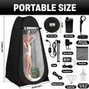 Portable Shower with Heater, Pop Up Camping Shower Privacy Tent Kit with LED Lights, 6000mAh Rechargeable Shower Pump, 6.6 Gal Foldable Bucket, Outdoor Camp Shower Kit for Travel, Pet Bath, Car Wash, 6.6 Gallons with Heater & Tent