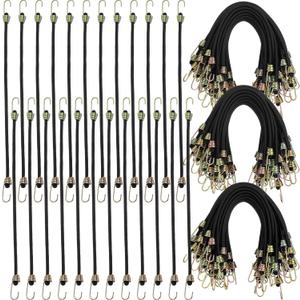 GliCraft 50 Pcs Mini Bungee Cords with Hooks Small Bungee Cords Short Elastic Straps for Luggage Bikes Camping Tools Tarp Cargo Motorcycle(10 Inch, Black)