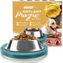SoulThink Ant Proof Cat Dog Bowl Tray - New Innovation Anti Ant Pet Food Dish Indoor No Chemical No Water Needed Different from Traditional Ant Trap (Turquoise Green)