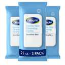Cetaphil Face and Body Wipes, Gentle Skin Cleansing Cloths, 25 Count (Pack of 3), for Dry, Sensitive Skin, Flip Top Closure, Great for the Gym, Travel, in the Car, Hypoallergenic, Fragrance Free