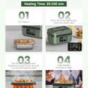 ODSD Cordless Electric Lunch Box for Adults, 16000mAh Rechargeable Self-Heating Lunch Box Food Warmer with Timer & Adjustable Heating, 34oz/1L Container with Insulated Bag for Office Car Outdoor