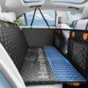 Dog Car Seat Cover for Back Seat with Hard Bottom,Waterproof Back Seat Extender for Dogs,Dog Hammock Dogs Bed for Cars, SUVs,Pet Seat Cover for Back Seat Holds 400lbs with Mesh Window & Pocket (Orange Black)