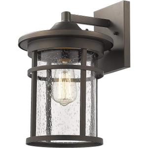Bestshared Outdoor Wall Mount Light Fixture, Large Exterior Porch Wall Lantern, Outdoor Wall Light with Seeded Glass Shade (Oil Rubbed Bronze, 14" Height)