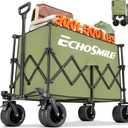 EchoSmile Collapsible Foldable Extended Wagon with 500Lbs Weight Capacity, 300L Folding Utility Wagon Cart with Big All-Terrain Wheels for Beach, Sport, Garden&Grocery (Green)