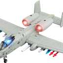 A10 Warthog Diecast Model Airplane Toy, 1:72 Plane Thunderbolt II, Military Fighter Jet Toy, Launch Missiles, Light and Sound, Age 8+ (Gray), 2.63 x 9.56 x 8.81 inches