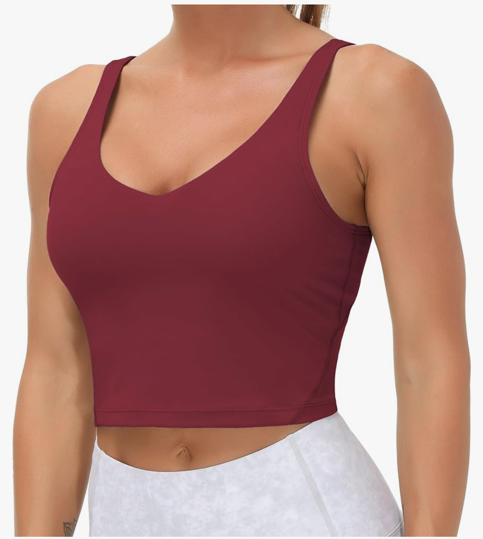 THE GYM PEOPLE Womens' Sports Bra Longline Wirefree Padded with Medium Support, Size L