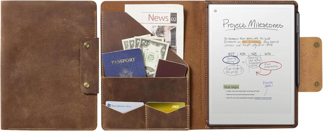 CoBak Premium Genuine Cowhide Leather Case for Remarkable Paper Pro 11.8" (2024)  Slim Magnetic Back Cover with Auto Sleep/Wake, Folder Design, Corner Protection, and Safety Buckle. Genuine Leather