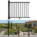 36 in. H x 4 ft. Heavy Duty BH Aluminum Straight Picket Railing with Post, Porch and Deck Railing Kit Supports Up to 800 Lbs, IBC Compliant and Certified, AAMA2604 Powder Coating, Textured Black