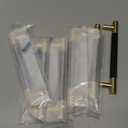 Knurled Cabinet Pulls 6 Pack, 6 Inch Long Cabinet Handles Metal Door Pulls, Kitchen Drawer Pull Knurled Dresser Handles - 5" Hole to Hole, Black & Gold