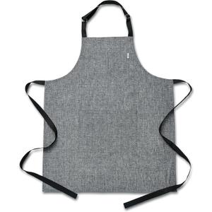 Solino Home Linen Bib Apron for Men & Women - 100% Pure Linen Black Kitchen Apron with Front Pockets - Handcrafted from European Flax (32 x 27 Inch)