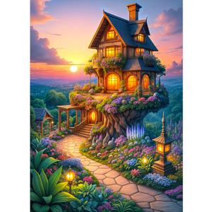 Puzzles for Adults 1000 Pieces, Jigsaw Puzzle for Adults, Fun Challenging Puzzle, Magic Fairytale Tree House Puzzles Game, Interlock Perfectly No Dust, Gifts for Easter Father's Day
