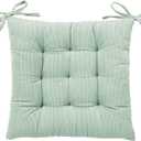HLOVME Corduroy Chair Cushion with Ties Ultra Soft Warm Floor Cushion for Kids Reading Nook Comfortable Square Seat Cushion for Adult 15.7x15.7, Green