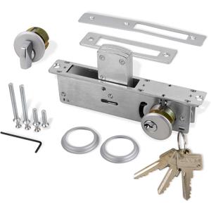 Storefront Door Mortise Lock Deadbolt Aluminum storefront Mortise Door Lock Hook Deadbolt Double Cylinder - Storefront Entry Door Lock Set (1-1/8" Backset)
