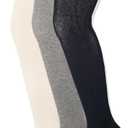 Amazon Essentials 3-Pack Cotton Tights Stretchy Cotton Tights (Medium, Ivory/Grey/Navy)