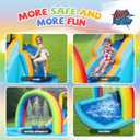 Action Air Inflatable Water Slide, Bounce House with Slide for Wet and Dry, Kids Backyard Waterpark for Summer Fun, Rainbow Splash Pool for Age 3-8, Love for Kids, 157x79x71 inches
