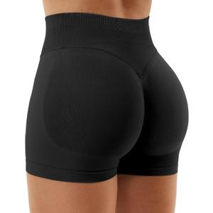 YEOREO SoftHue Women Workout Gym Impact Shorts Hidden Scrunch Butt Lifting 2.5"/3.6"/4.5"/6" Seamless Shorts (XX-Small, Black)
