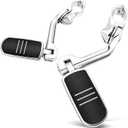 Benlari Motorcycle Adjustable Highway Footpegs Style 1 Chrome Long Angled Fit for Harley Touring Street Glide Softail Dyna Sportster fits 1"(25mm) 1-1/4"(32mm) Engine Guard
