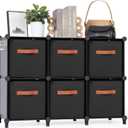 Cube Storage Organizer with Storage Bins, 6-Cube Shelves Units with 6 Organizer Bins, DIY Plastic Storage Shelves with Mallet, Closet Clothes Storage Shelves for Home, Bedroom, Living Room