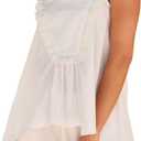 Wyeysyt Womens Pajamas Set 2 Piece Cotton Ruffle Pj Lounge Sets Trim Cami Top and Shorts Sleepwear Set (White, L)