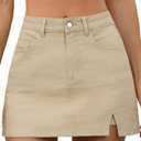 ELLEVEN Women’s Side Slit Denim Skort, High-Stretch, High Waisted, Y2K Mini Jean Skirt Shorts with 5 Pockets (XL)