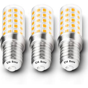 E14 LED Bulb AC100V-265V Warm White 2700K 450lm 4W Equivalent 40W T6 C7 E14 European Base LED Bulb Replace Turkish Mosaic Lamp Chandeliers Pendant Ceiling Fan Bulb Cooker Hood Bulb,Non-Dimmable,3 Pack