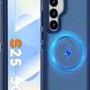 Magnetic Case for Samsung Galaxy S25 with Screen Protector [Compatible with MagSafe Wireless Charging] [Dual Layer Military-Grade Protection] Heavy Duty Rugged Shockproof Protection Cover, Blue