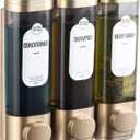 Shampoo and Conditioner Dispenser, Refillabe Shower Soap Dispensers 3 Chamber No Drill Shampoo Dispenser for Shower Wall Mounted 3 * 300ml Container for Bathroom Hotel (Bronze Gold 3 Chamber)