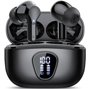 Wireless Earbuds, Bluetooth 5.4 Headphones HiFi Stereo, Bluetooth Earbuds with ENC Noise Cancelling Mic, IP7 Waterproof in Ear Earphones, 48H, LED Display Ear buds for Pad Workout Sports, Black Wireless Earbuds, Bluetooth 5.4 Headphones HiFi Stereo, Bluetooth Earbuds with ENC Noise Cancelling Mic, IP7 Waterproof in Ear Earphones, 48H, LED Display Ear buds for Pad Workout Sports, Black